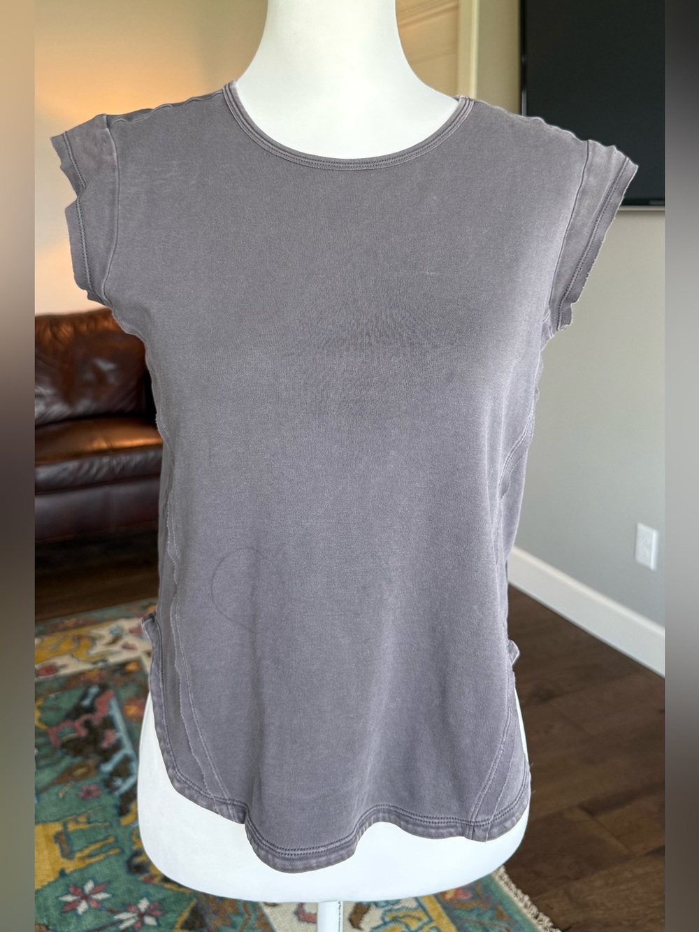Cloth & Stone 100% Cotton Crewneck Muscle Tee in Washed Dark Charcoal Gray XS - Picture 1 of 9